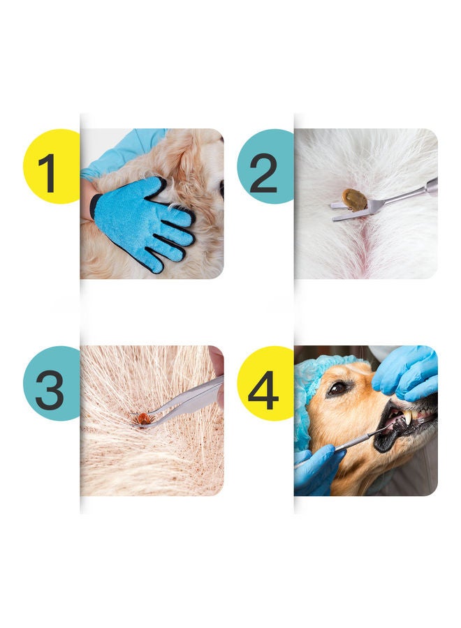 Dadypet Pets Grooming Glove With Stainless Steel Tweezers Set Multicolour 25x3x17.5cm - Image 5