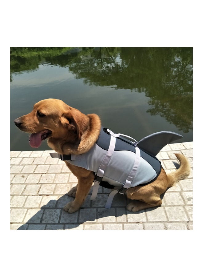 سترة سباحة بتصميم قرش للحيوانات الأليفة رمادي S - Image 3