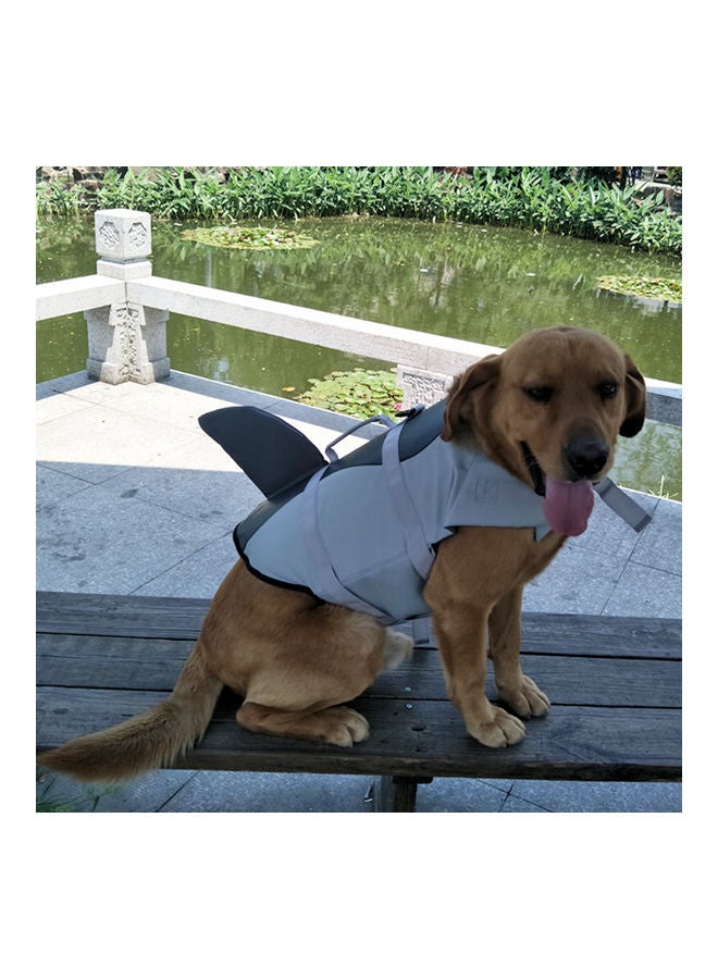 سترة سباحة بتصميم قرش للحيوانات الأليفة رمادي S - Image 4