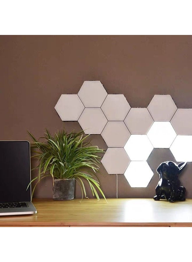 5-Piece Honeycomb Design Hexagonal LED Touch Quantum Light Set White