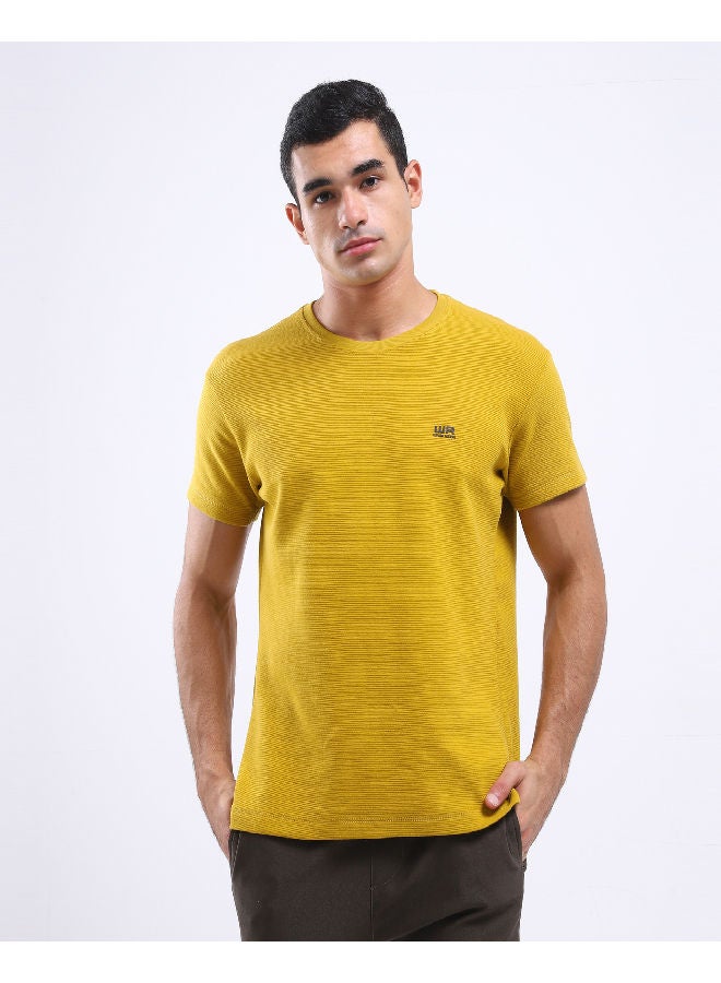 WHITE RABBIT Casual Plain/Basic Round Neck Short Sleeve t_shirt Mustard  - Image 1