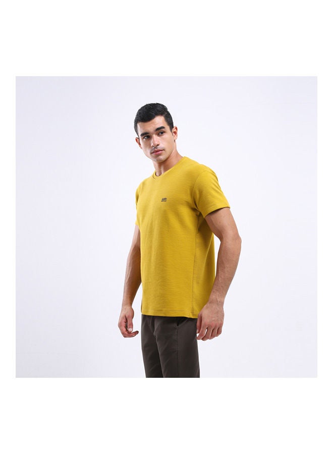 WHITE RABBIT Casual Plain/Basic Round Neck Short Sleeve t_shirt Mustard  - Image 2