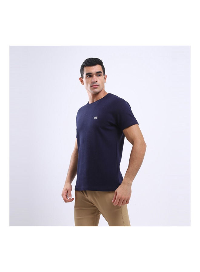 WHITE RABBIT Casual Plain/Basic Round Neck Short Sleeve t_shirt Navy Blue  - Image 2