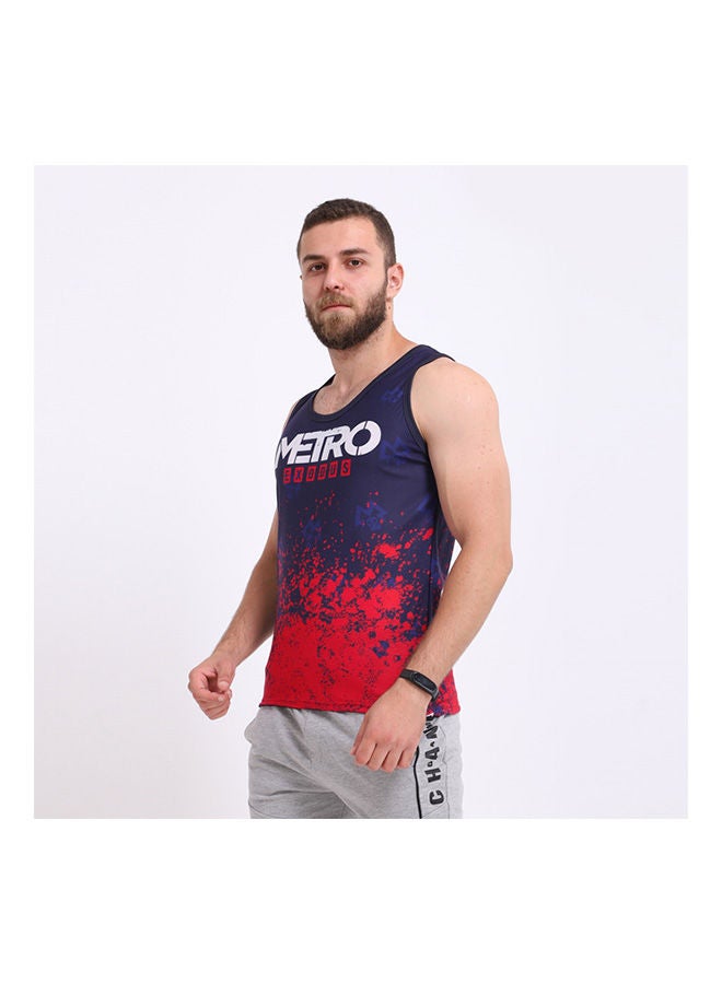 WHITE RABBIT - Casual Printed Round Neck Sleeveless t_shirt Navy - Image 1