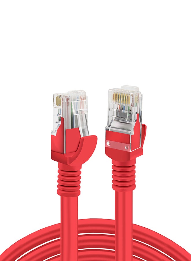 S تك كابل توصيل إيثرنت RJ45 CAT6 عالي السرعة بطول 2 متر/16.4 قدم أحمر - Image 1