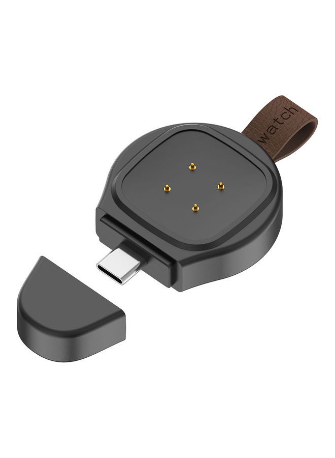 Generic - Portable Type C Magnetic Cordless Wireless Charger For Fitbit Versa 3/Sense Black - Image 1