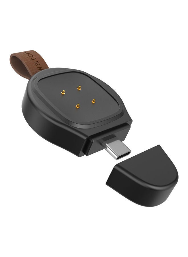Generic - Portable Type C Magnetic Cordless Wireless Charger For Fitbit Versa 3/Sense Black - Image 1