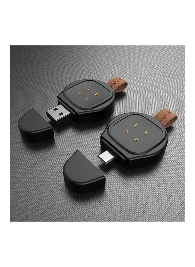 Generic - Portable Type C Magnetic Cordless Wireless Charger For Fitbit Versa 3/Sense Black - Image 1
