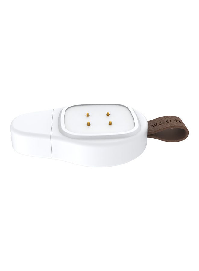 Portable Type C Magnetic Cordless Wireless Charger For Fitbit Versa 3/Sense White  - Image 2