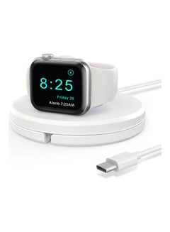 Generic Portable Watch Charger Stand With Charging Cable For Apple Watch Series SE/6/5/4/3/2/1 White  - Image 1