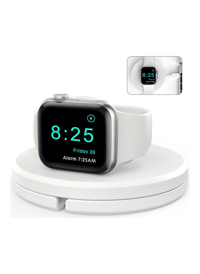 Portable Watch Charger Stand With Charging Cable For Apple Watch Series SE/6/5/4/3/2/1 White - Image 2