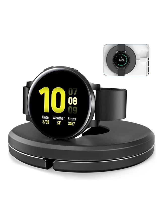 حامل شاحن ساعة محمول مع كابل شحن لساعة سامسونج جالاكسي  أكتيف 3 و أكتيف 2 . أسود - Image 2