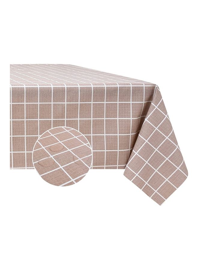 ZENHOME Water- And Oil-Proof PVC Table Cloth Brown/White 120x120cm - Image 1