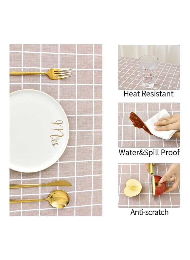 ZENHOME Water- And Oil-Proof PVC Table Cloth Brown/White 120x120cm - Image 5