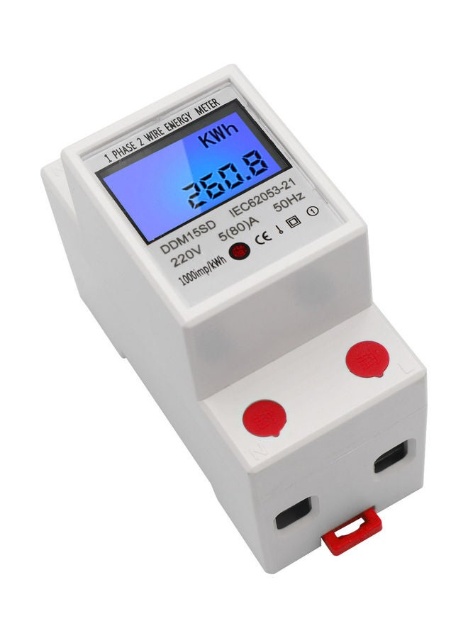 مقياس طاقة DDM15SD أحادي الطور ، يثبت على سكة DIN . أبيض 8.00 x 4 x 7سم - Image 3