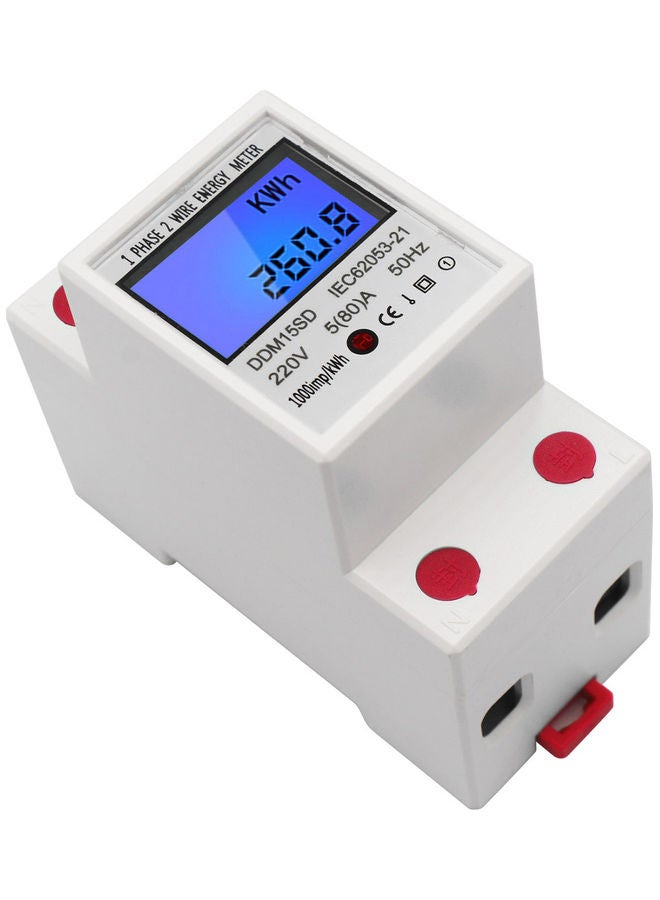 مقياس طاقة DDM15SD أحادي الطور ، يثبت على سكة DIN . أبيض 8.00 x 4 x 7سم - Image 5