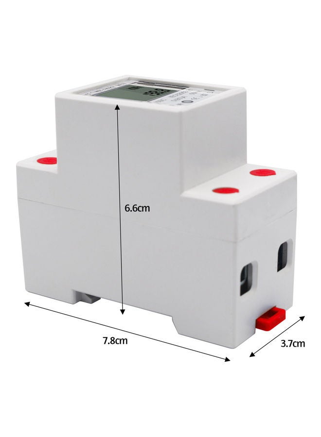 DDM15SC LCD Digital Display Single Phase DIN-Rail Energy Meter White 8 x 4 x 7cm
