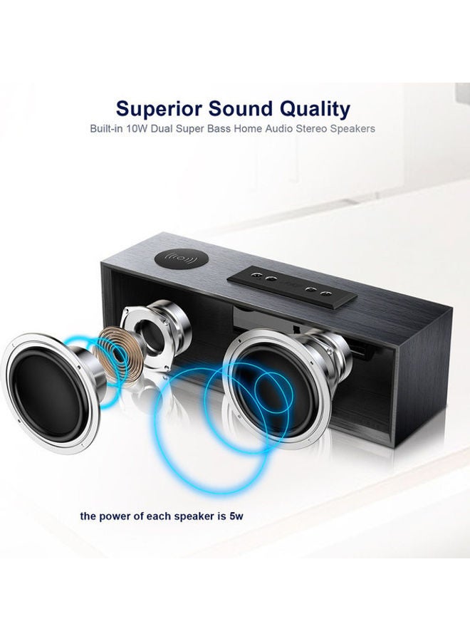 Bluetooth Speaker With Wireless Charging Support For Qi-Enabled Devices Black