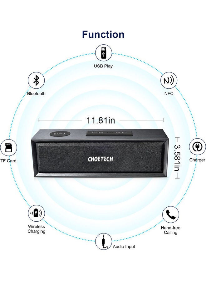 Bluetooth Speaker With Wireless Charging Support For Qi-Enabled Devices Black