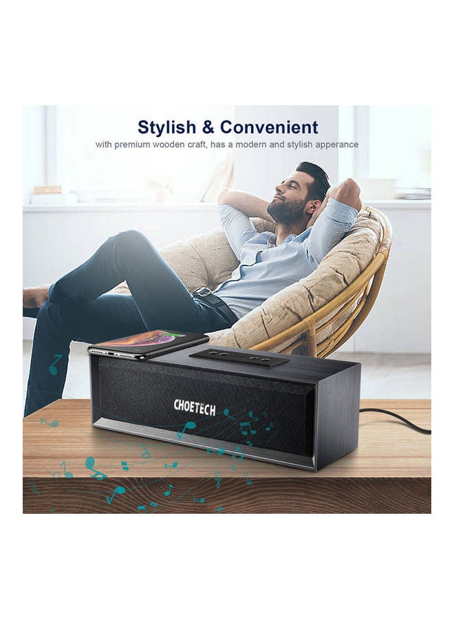 Bluetooth Speaker With Wireless Charging Support For Qi-Enabled Devices Black
