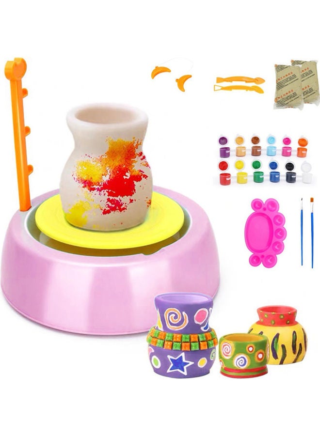 Pottery Wheel Set Electric Ceramic Wheel Machine With Clay Paintbrushes Palette Pink - Image 1