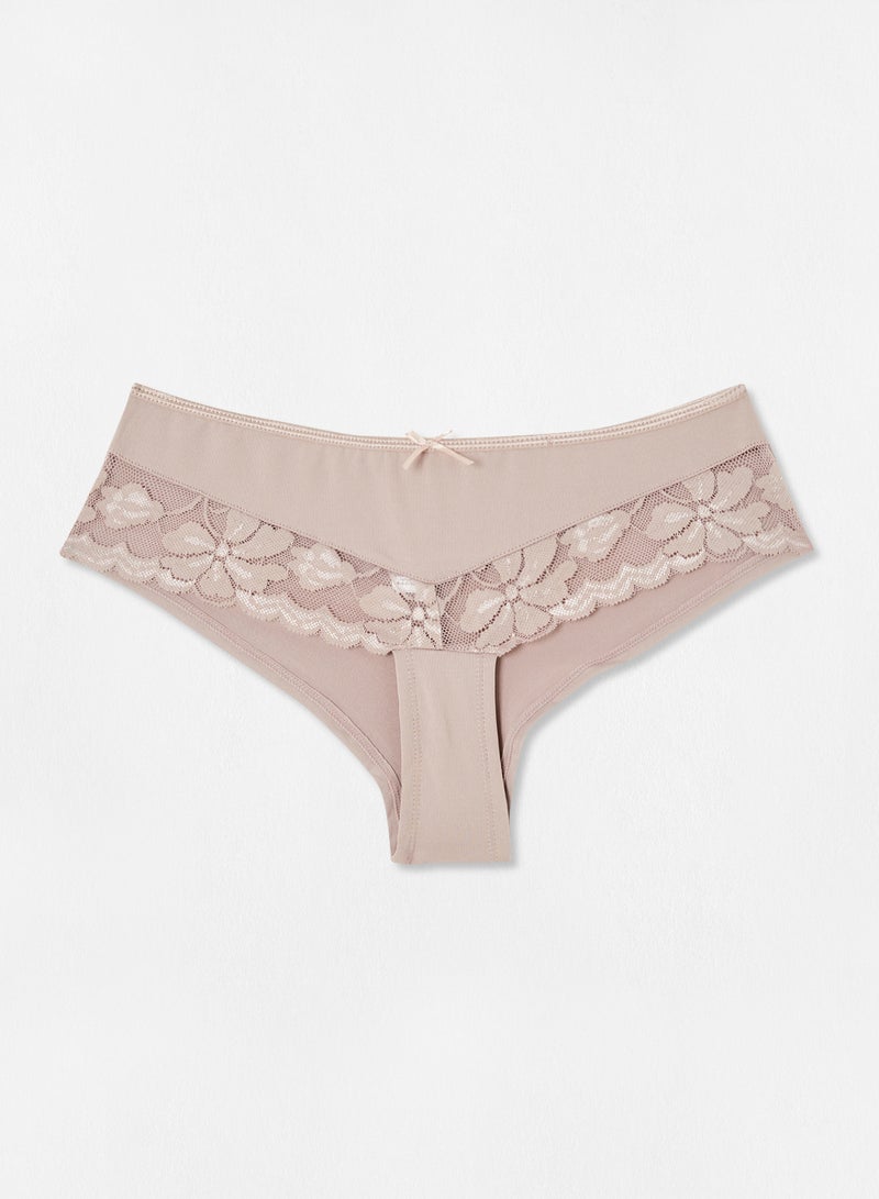 Aila - Lace Pattern Boyshorts Beige - Image 1