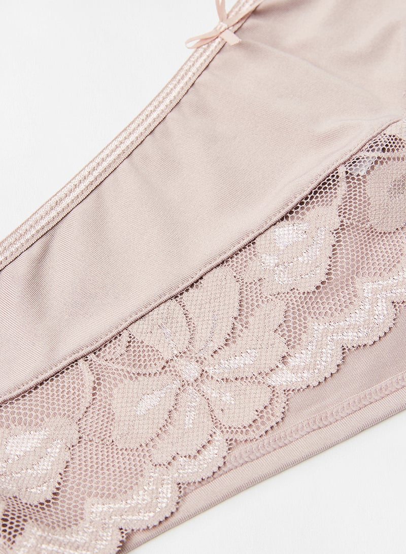 Aila - Lace Pattern Boyshorts Beige - Image 1