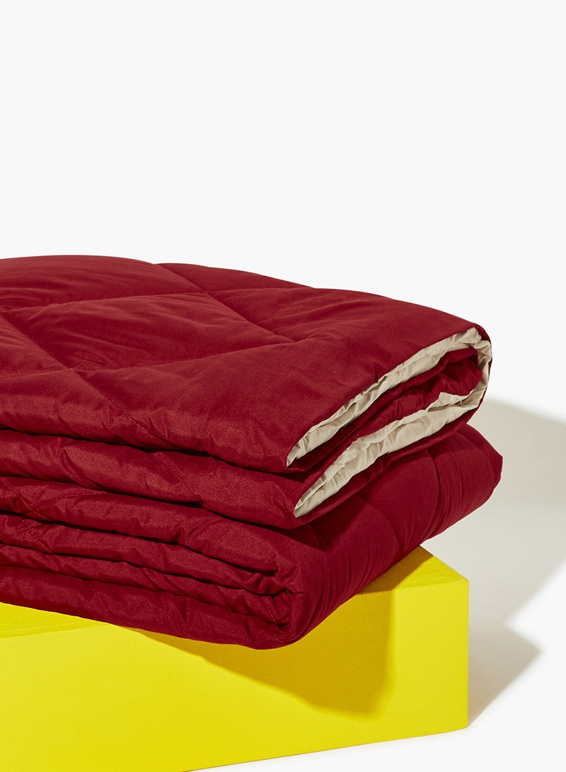 Amal - Comforter King Size All Season Everyday Use Bedding Set Extra Soft Microfiber Single Piece Reversible Comforter   Red/Beige Polyester Red/Beige - Image 1