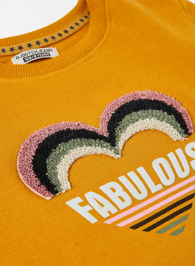 DJDUTCHJEANS Kids/Teen Ruffle Detail Graphic Sweatshirt Mustard