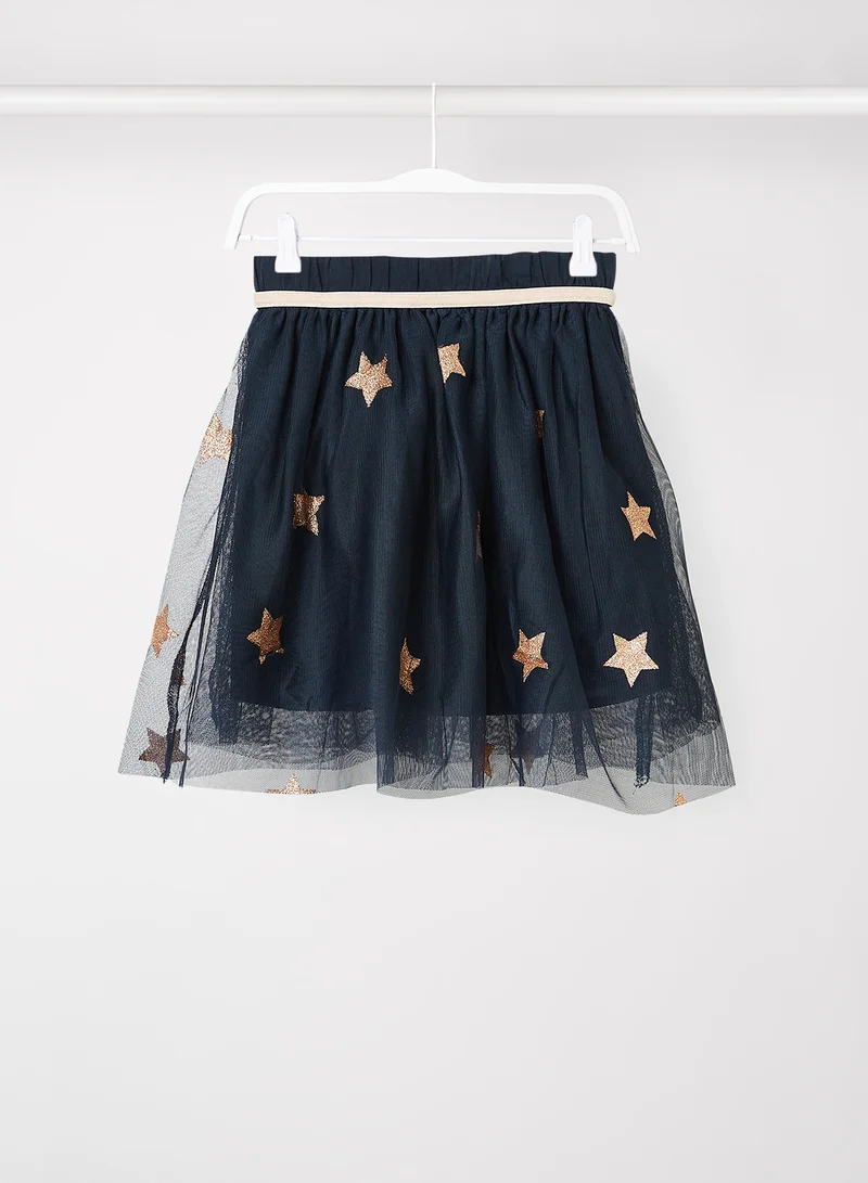 DJDUTCHJEANS Kids/Teen Star Print Tulle Skirt Navy