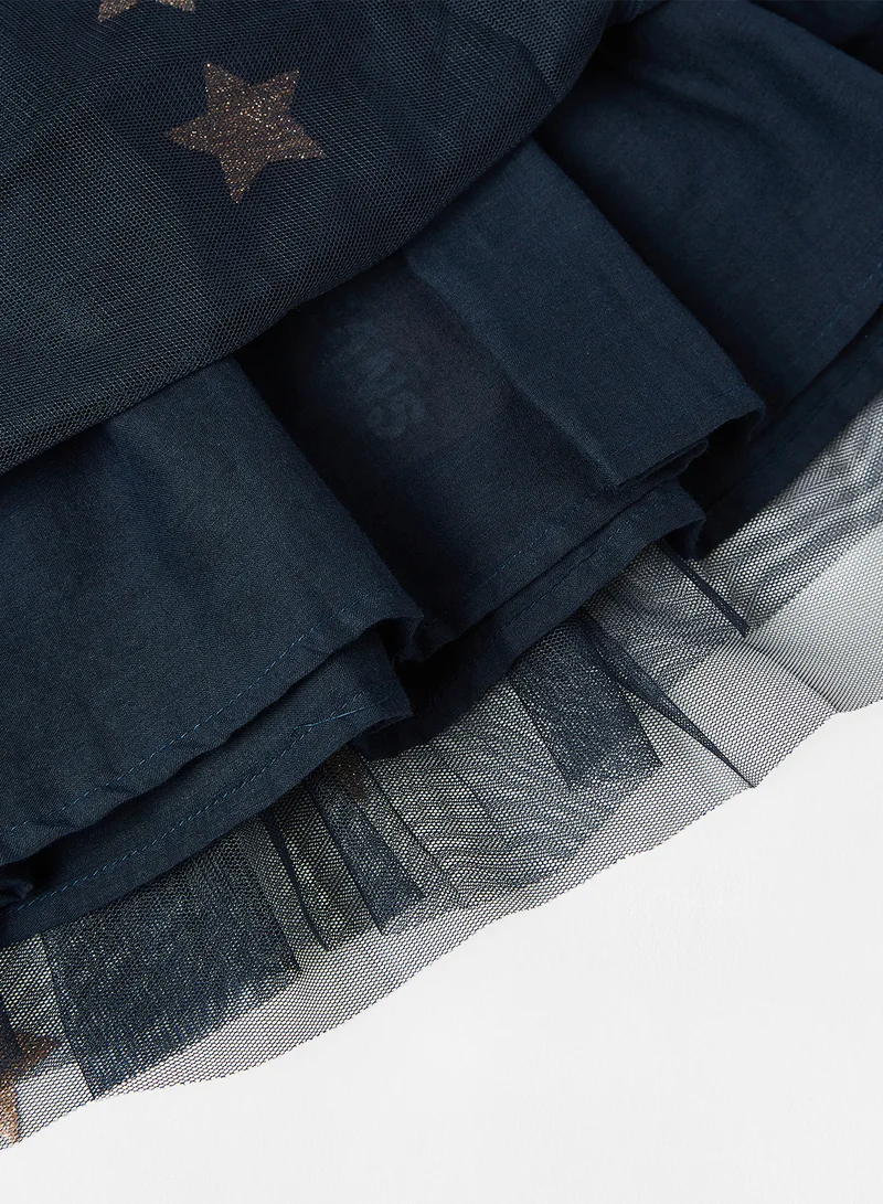 DJDUTCHJEANS Kids/Teen Star Print Tulle Skirt Navy