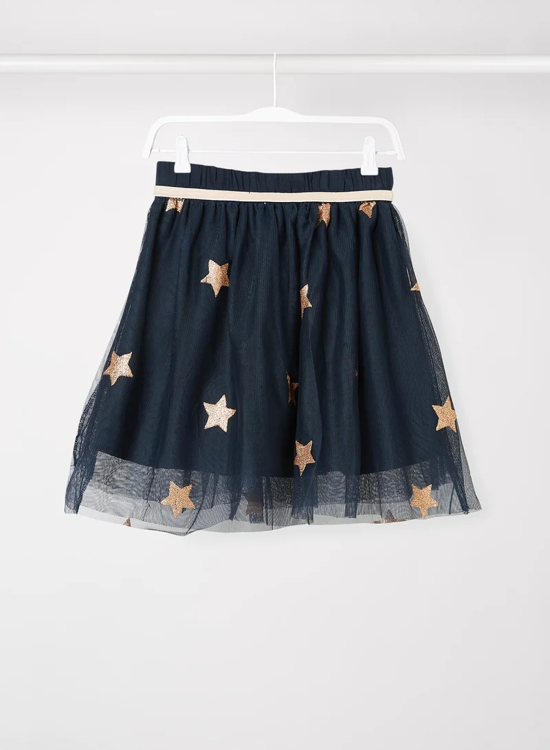 DJDUTCHJEANS Kids/Teen Star Print Tulle Skirt Navy