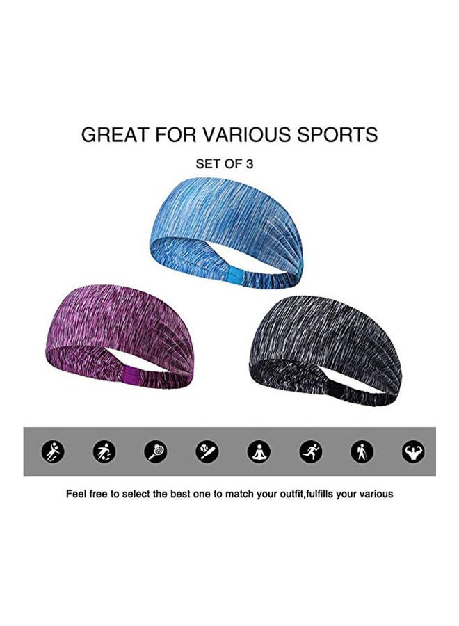 Rock Pow 3-Piece Workout Headband Set 15cm - Image 1