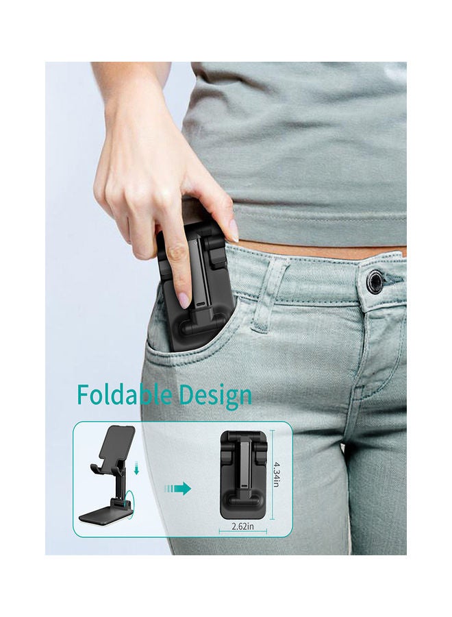 Adjustable Foldable Desktop Tablet And Mobile Phone Holder Black