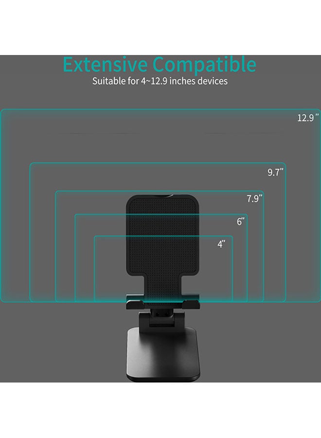 Adjustable Foldable Desktop Tablet And Mobile Phone Holder Black