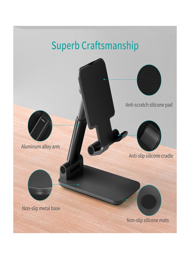 Adjustable Foldable Desktop Tablet And Mobile Phone Holder Black