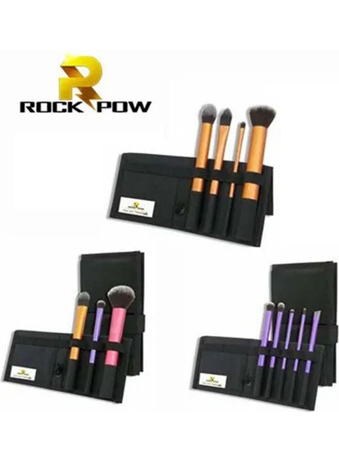 Rock Pow 12-Piece Face Make-Up Brush With 3 Carrying Bag Set Multicolour - Image 1