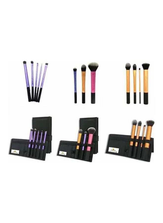 Rock Pow 12-Piece Face Make-Up Brush With 3 Carrying Bag Set Multicolour - Image 2