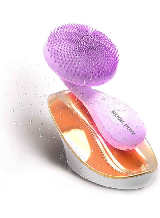 Rock Pow Electric Rechargeable Waterproof Silicone Facial Cleansing Brush Purple/Orange  - Image 1