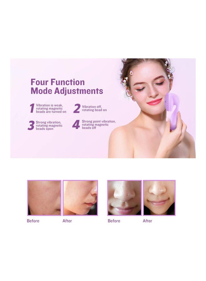 Rock Pow Electric Rechargeable Waterproof Silicone Facial Cleansing Brush Purple/Orange  - Image 4