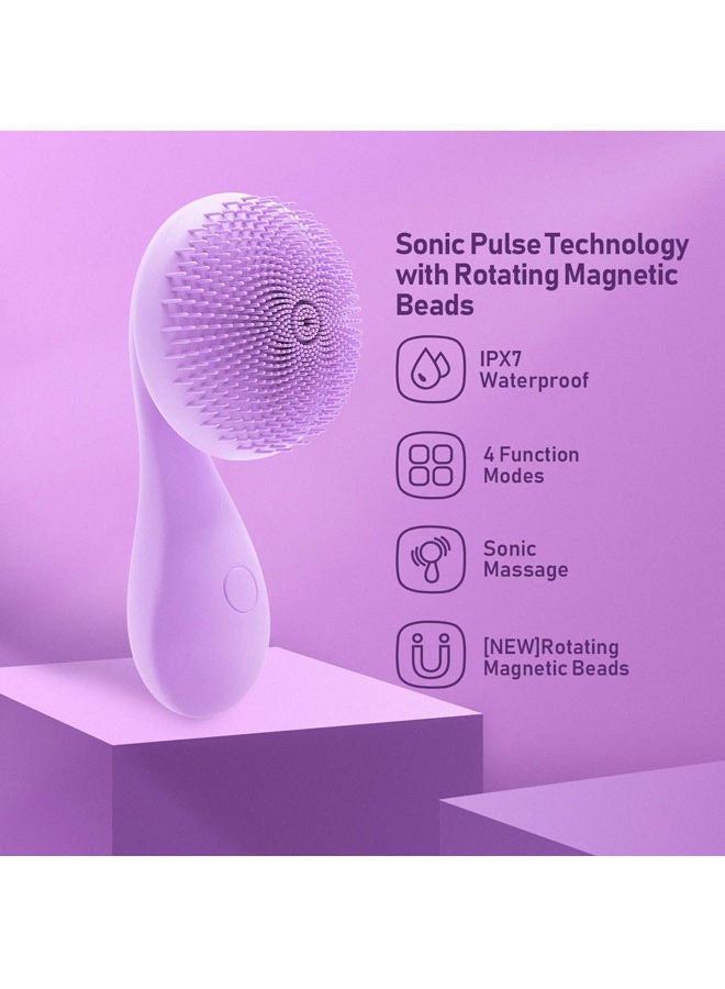 Rock Pow Electric Rechargeable Waterproof Silicone Facial Cleansing Brush Purple/Orange  - Image 5