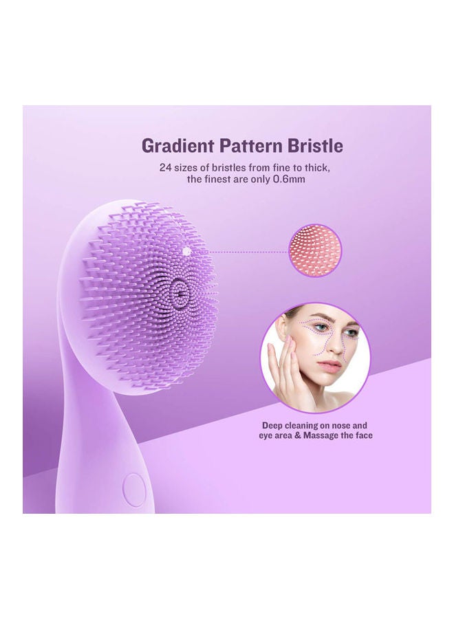 Rock Pow Electric Rechargeable Waterproof Silicone Facial Cleansing Brush Purple/Orange  - Image 3