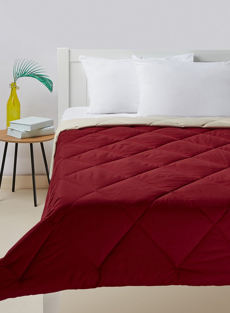 Amal - Comforter King Size All Season Everyday Use Bedding Set Extra Soft Microfiber Single Piece Reversible Comforter   Red/Beige Polyester Red/Beige - Image 1