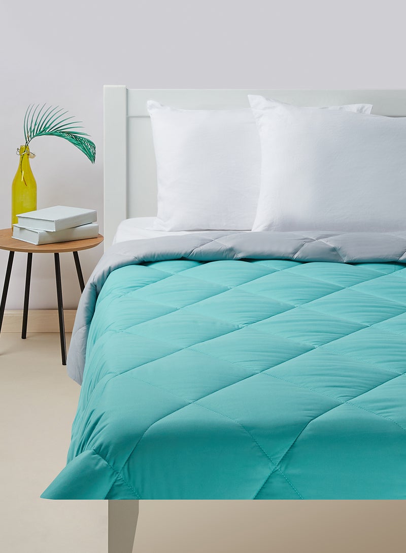 Amal - Comforter Queen Size All Season Everyday Use Bedding Set Extra Soft Microfiber Single Piece Reversible Comforter   Aquifier/Grey Polyester Aquifier/Grey 150 x 220cm - Image 1