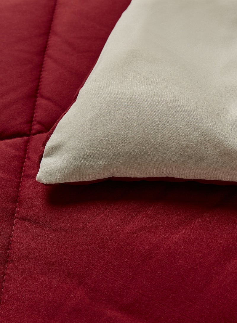 Amal - Comforter King Size All Season Everyday Use Bedding Set Extra Soft Microfiber Single Piece Reversible Comforter   Red/Beige Polyester Red/Beige - Image 1