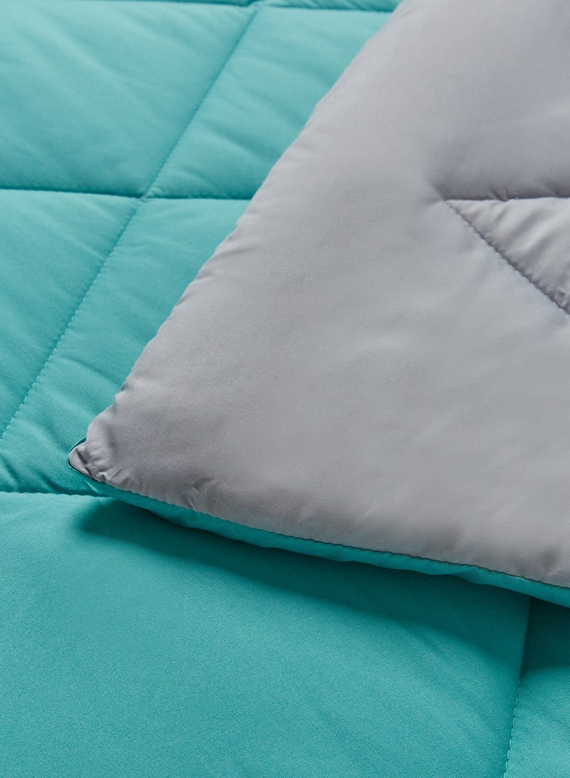 Amal - Comforter Queen Size All Season Everyday Use Bedding Set Extra Soft Microfiber Single Piece Reversible Comforter   Aquifier/Grey Polyester Aquifier/Grey 150 x 220cm - Image 1