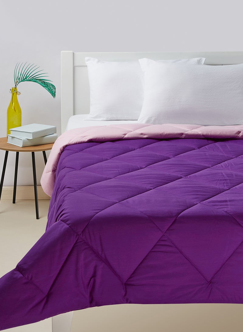 Amal - Comforter Queen Size All Season Everyday Use Bedding Set Extra Soft Microfiber Single Piece Reversible Comforter   Purple/Blush Polyester Purple/Blush - Image 1