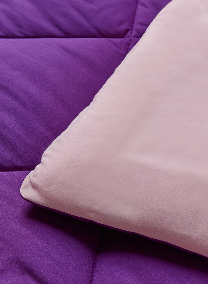 Amal - Comforter Queen Size All Season Everyday Use Bedding Set Extra Soft Microfiber Single Piece Reversible Comforter   Purple/Blush Polyester Purple/Blush - Image 1