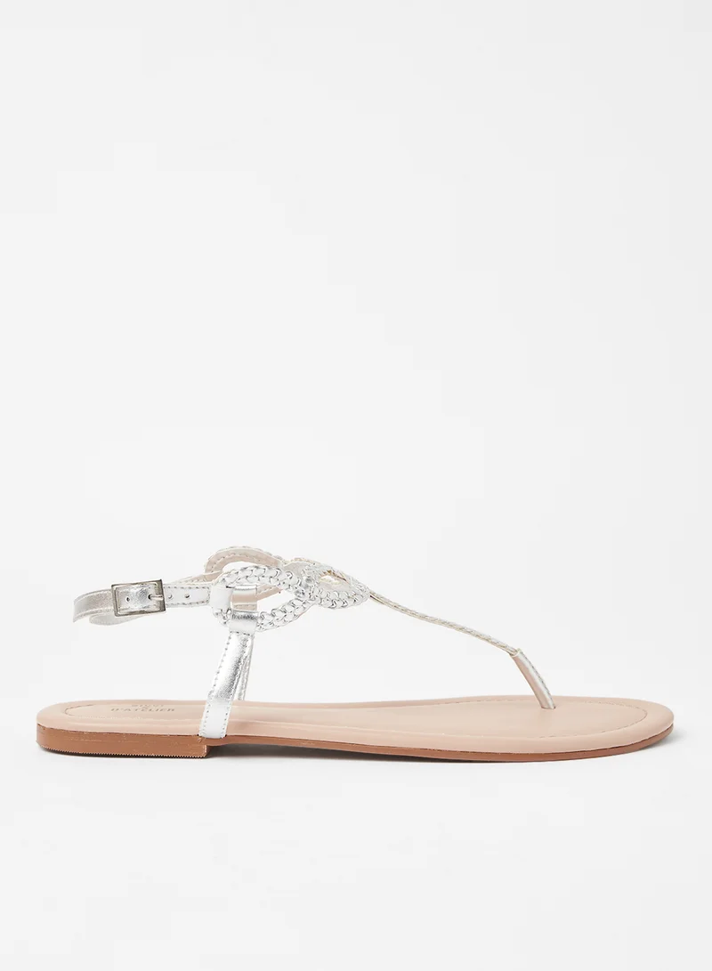 Sivvi x D'Atelier Woven Detail Flat Sandals