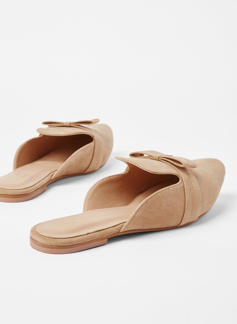 SIVVI for HANIYA Bow Detail Flat Mules Beige  - Image 3